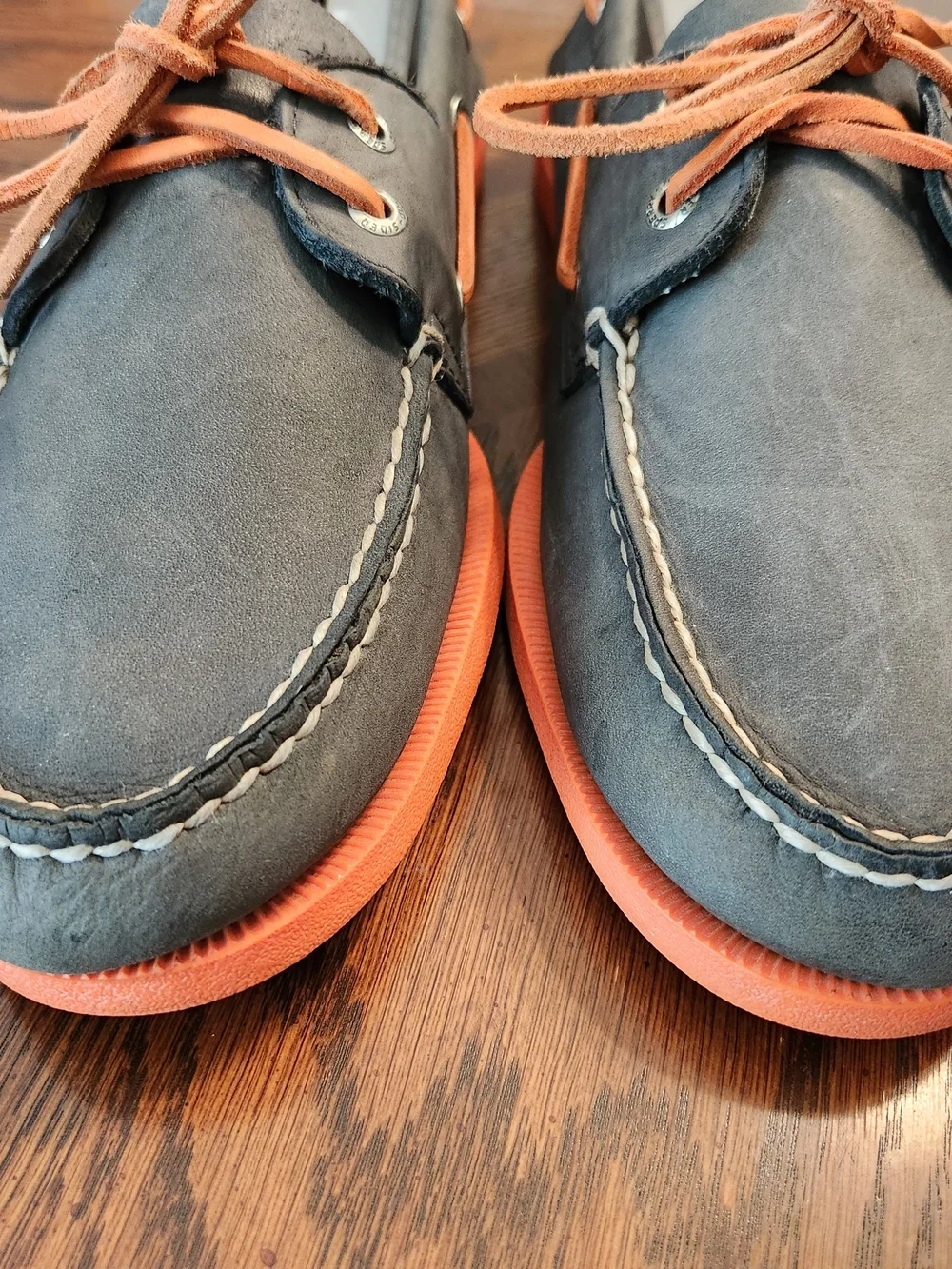 Sperry Top-Sider Men's US 10M Slate Gray Orange Suede Leather Boat Shoes Slides